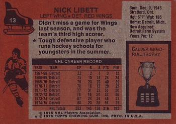 1975-76 Topps #13 Nick Libett Back
