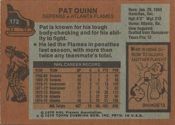 1975-76 Topps #172 Pat Quinn Back