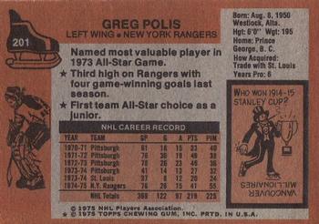 1975-76 Topps #201 Greg Polis Back