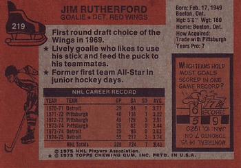 1975-76 Topps #219 Jim Rutherford Back