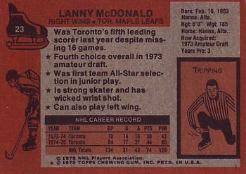1975-76 Topps #23 Lanny McDonald Back