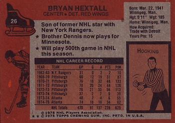 1975-76 Topps #26 Bryan Hextall Back