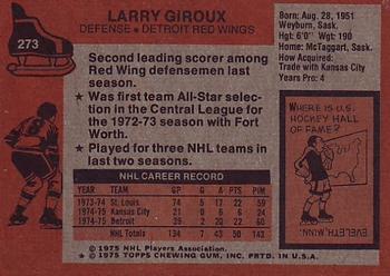 1975-76 Topps #273 Larry Giroux Back