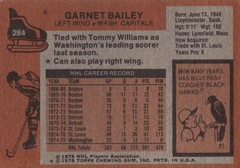 1975-76 Topps #284 Garnet Bailey Back