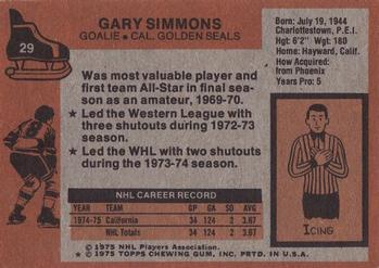 1975-76 Topps #29 Gary Simmons Back
