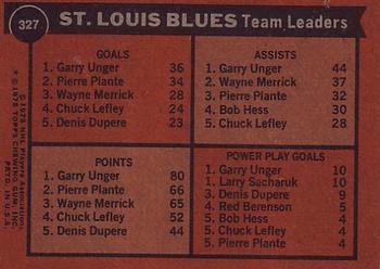 1975-76 Topps #327 St. Louis Blues Team Leaders Back