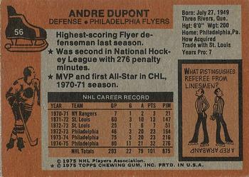 1975-76 Topps #56 Andre Dupont Back