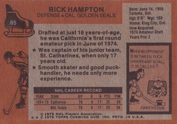 1975-76 Topps #65 Rick Hampton Back