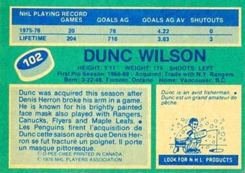 1976-77 O-Pee-Chee #102 Dunc Wilson Back