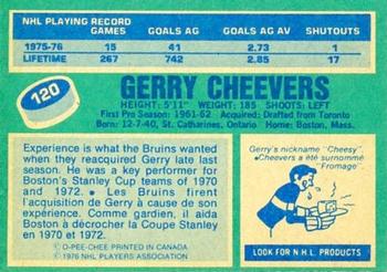 1976-77 O-Pee-Chee #120 Gerry Cheevers Back