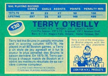1976-77 O-Pee-Chee #130 Terry O'Reilly Back