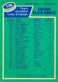 1976-77 O-Pee-Chee #136 Chicago Blackhawks Back