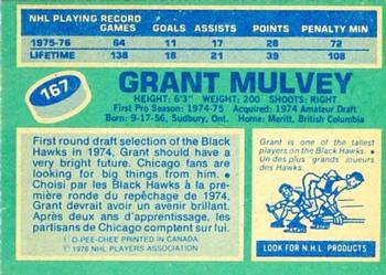1976-77 O-Pee-Chee #167 Grant Mulvey Back