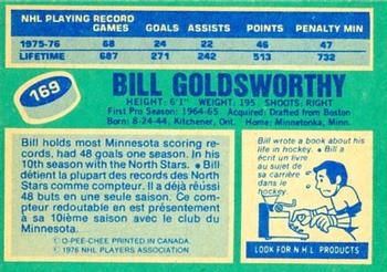 1976-77 O-Pee-Chee #169 Bill Goldsworthy Back