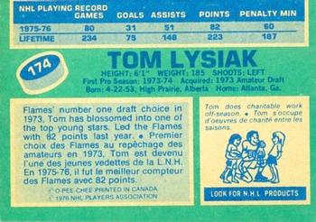1976-77 O-Pee-Chee #174 Tom Lysiak Back