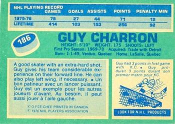 1976-77 O-Pee-Chee #186 Guy Charron Back