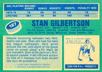1976-77 O-Pee-Chee #187 Stan Gilbertson Back