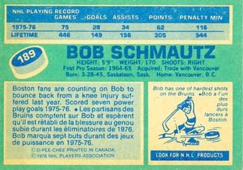 1976-77 O-Pee-Chee #189 Bobby Schmautz Back