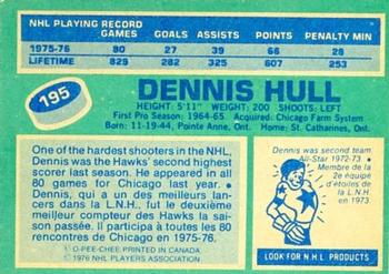 1976-77 O-Pee-Chee #195 Dennis Hull Back