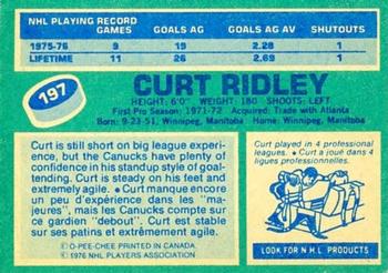 1976-77 O-Pee-Chee #197 Curt Ridley Back