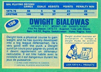 1976-77 O-Pee-Chee #198 Dwight Bialowas Back