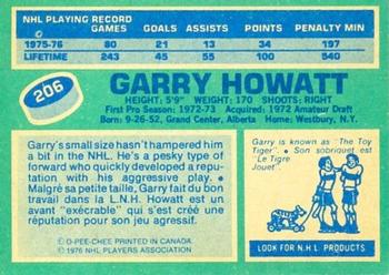 1976-77 O-Pee-Chee #206 Garry Howatt Back