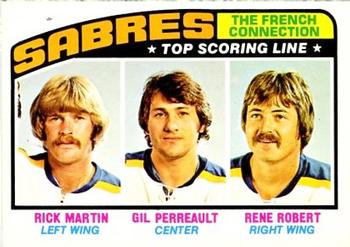 1976-77 O-Pee-Chee #214 The French Connection (Rick Martin / Gil Perreault / Rene Robert) Front