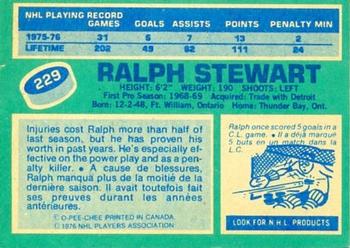 1976-77 O-Pee-Chee #229 Ralph Stewart Back
