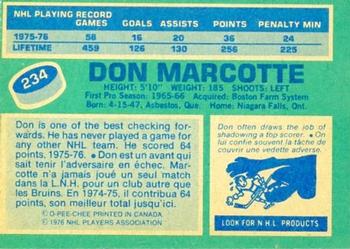 1976-77 O-Pee-Chee #234 Don Marcotte Back