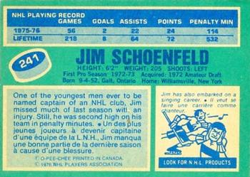 1976-77 O-Pee-Chee #241 Jim Schoenfeld Back