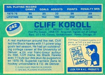 1976-77 O-Pee-Chee #242 Cliff Koroll Back