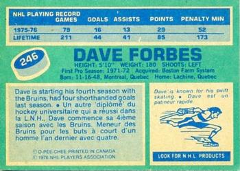 1976-77 O-Pee-Chee #246 Dave Forbes Back