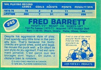 1976-77 O-Pee-Chee #249 Fred Barrett Back