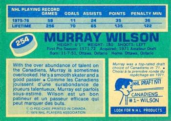 1976-77 O-Pee-Chee #254 Murray Wilson Back