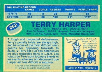 1976-77 O-Pee-Chee #262 Terry Harper Back