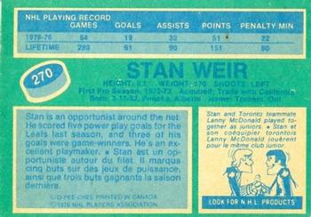 1976-77 O-Pee-Chee #270 Stan Weir Back