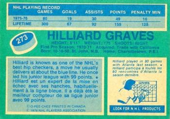 1976-77 O-Pee-Chee #273 Hilliard Graves Back