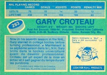 1976-77 O-Pee-Chee #283 Gary Croteau Back