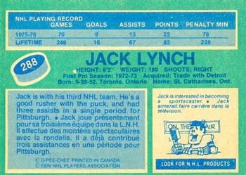 1976-77 O-Pee-Chee #288 Jack Lynch Back