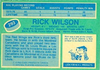 1976-77 O-Pee-Chee #293 Rick Wilson Back