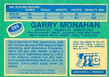 1976-77 O-Pee-Chee #295 Garry Monahan Back