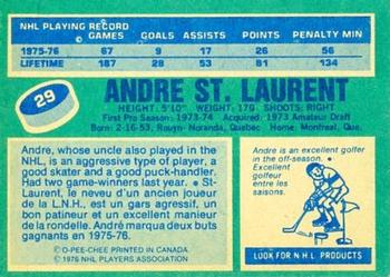 1976-77 O-Pee-Chee #29 Andre St. Laurent Back