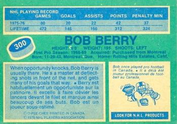 1976-77 O-Pee-Chee #300 Bob Berry Back
