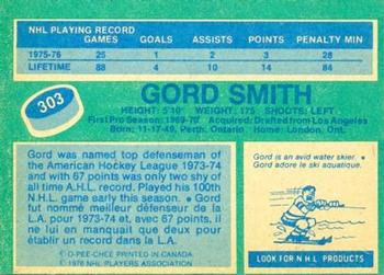 1976-77 O-Pee-Chee #303 Gord Smith Back