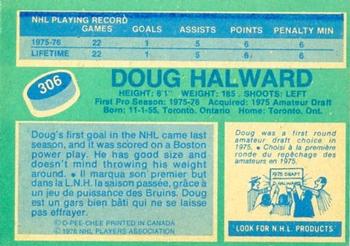 1976-77 O-Pee-Chee #306 Doug Halward Back