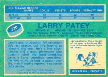 1976-77 O-Pee-Chee #320 Larry Patey Back
