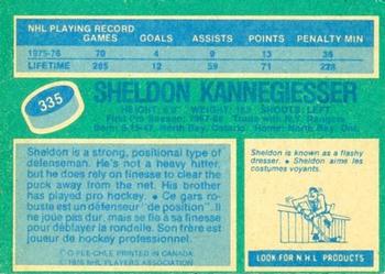1976-77 O-Pee-Chee #335 Sheldon Kannegiesser Back