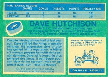 1976-77 O-Pee-Chee #346 Dave Hutchison Back