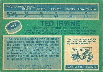 1976-77 O-Pee-Chee #347 Ted Irvine Back