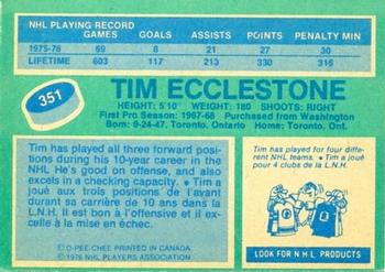 1976-77 O-Pee-Chee #351 Tim Ecclestone Back